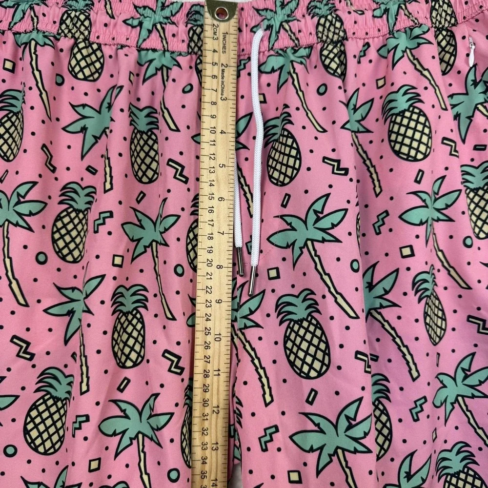 Moamgic Shorts Mens 2XL Pink Pineapple Palm Tree Swim Trunks Mesh‎ Lined Beach